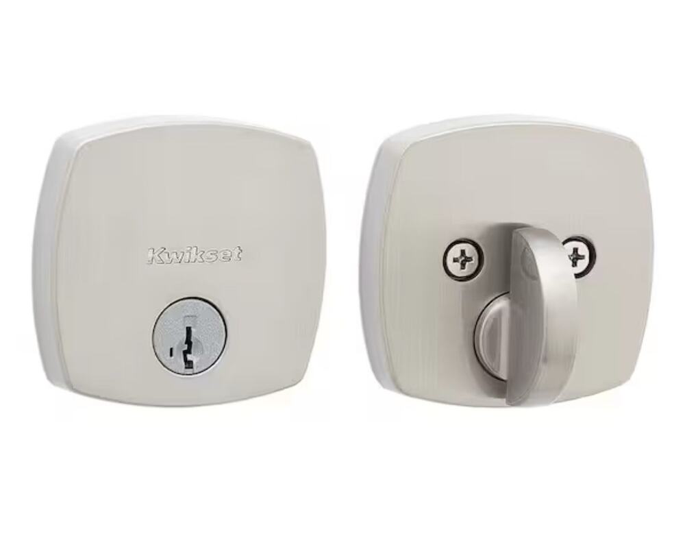 Kwikset Midtown Satin Nickel Single Cylinder Deadbolt SmartKey Modern Rose